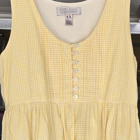 Vintage Cottagecore Butter Yellow Checkered Sleeveless Midi Garden Dress | Sz M - Picture 3 of 9